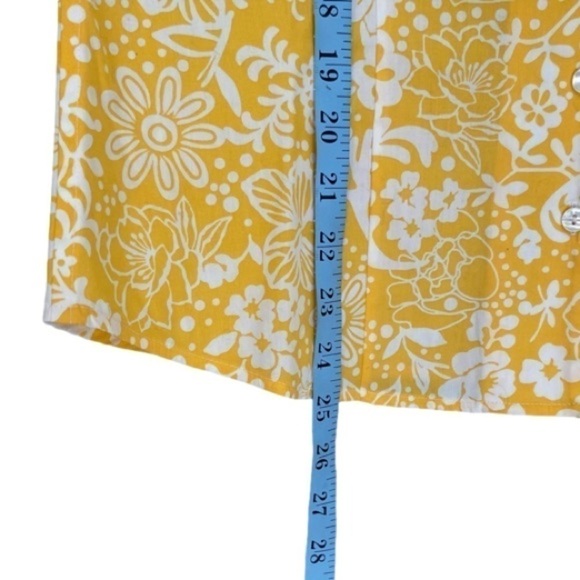 COLDWATER CREEK Top Button Up V Neck Collar Floral Yellow White Women Size M - Picture 7 of 12